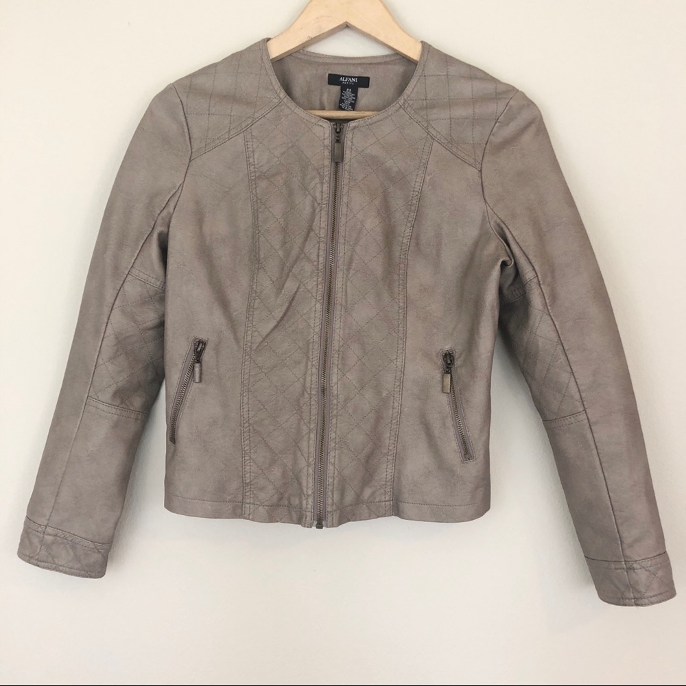 Alfani Faux Leather Vegan Leather Jacket Petite Sm